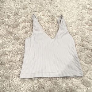 White ribbed cropped tank